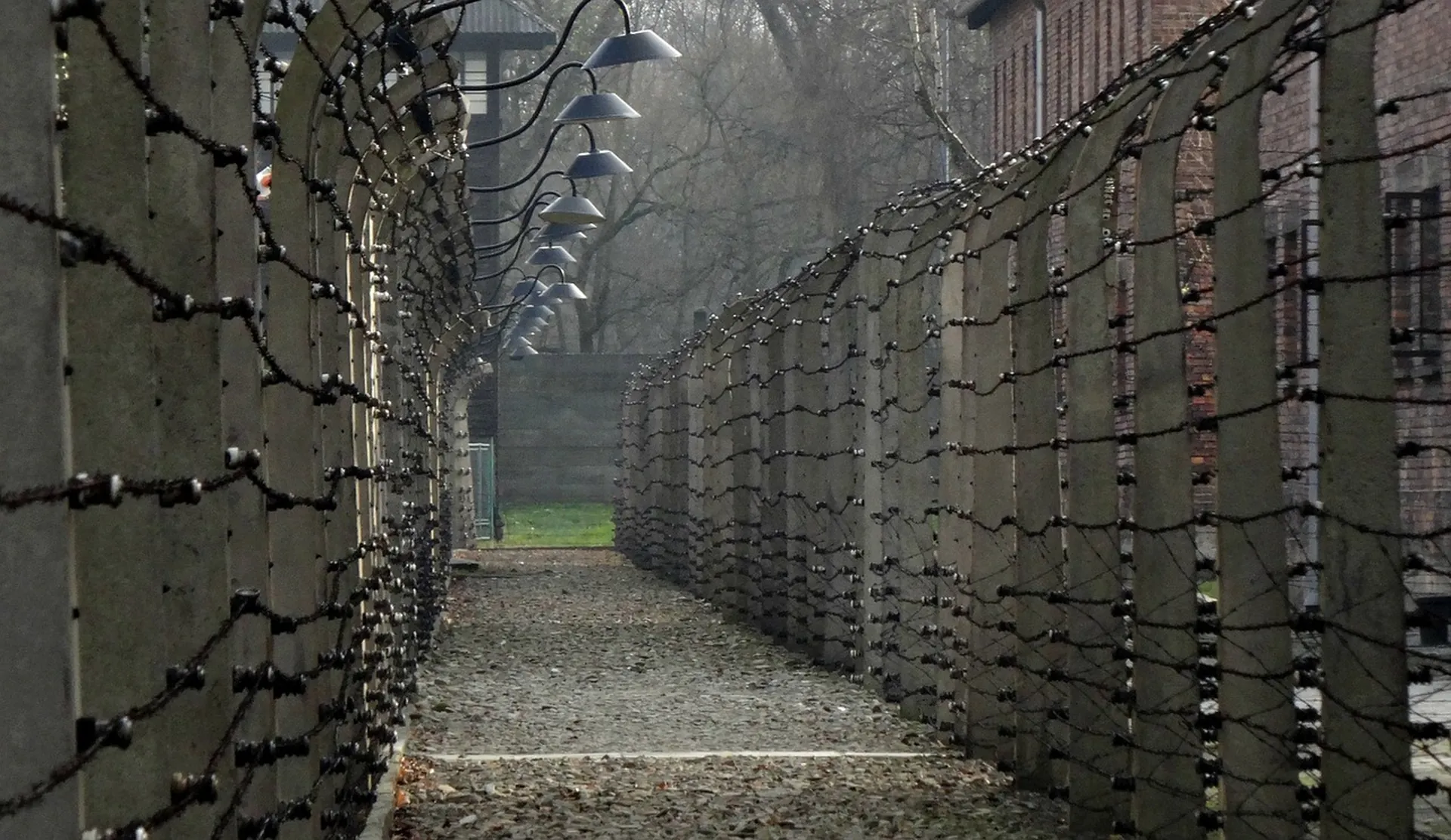 Understanding auschwitz before you go — Guard tower with barbed wire fence against a grey sky, Auschwitz