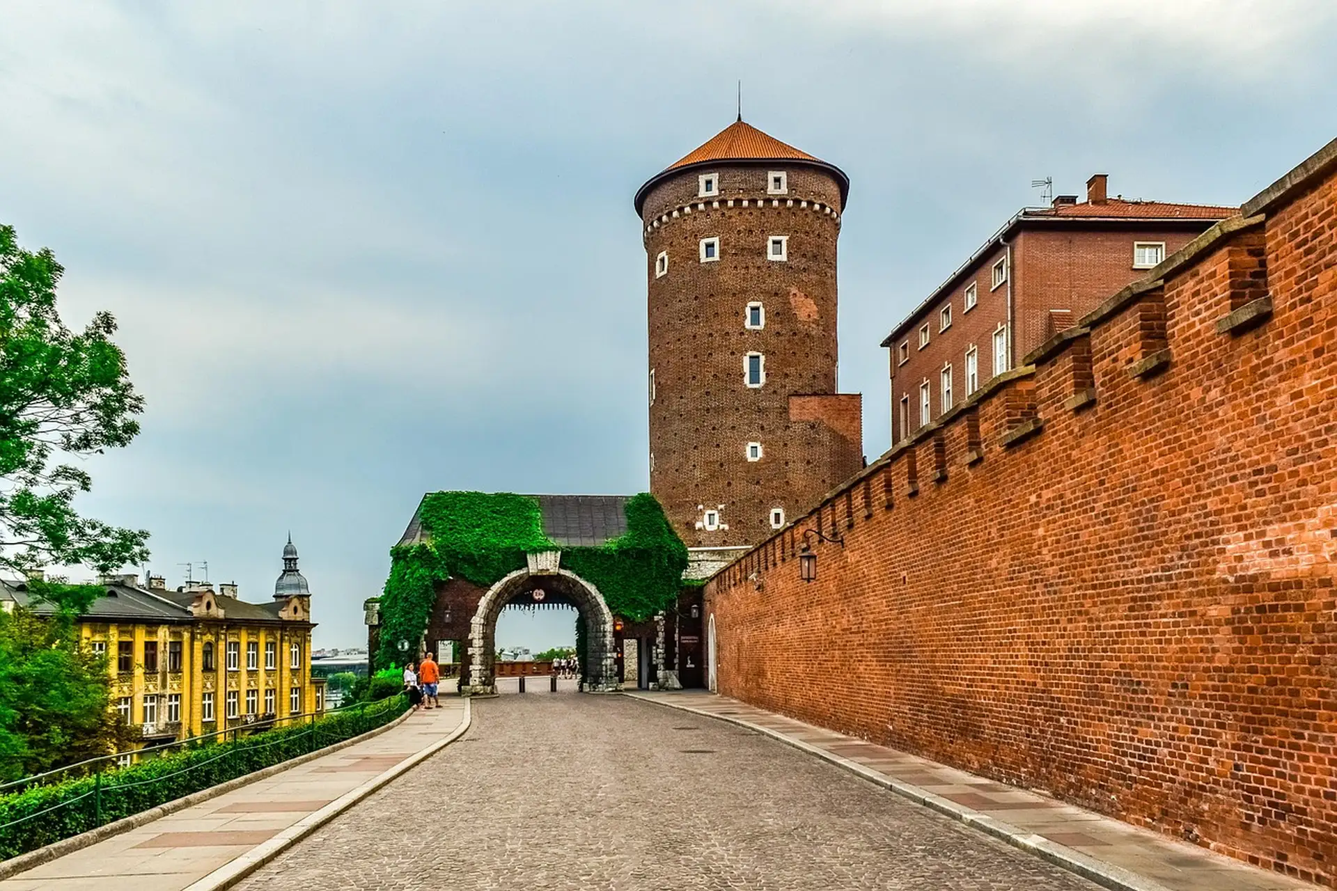 Old Town Krakow in autumn, golden leaves