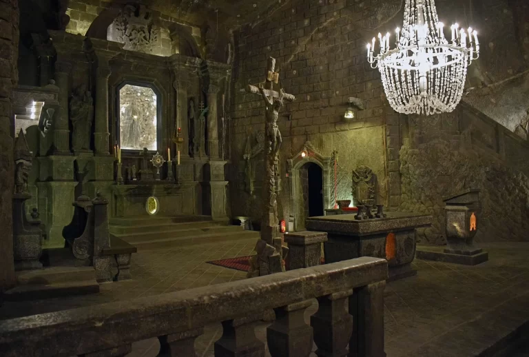 St. Kinga's Chapel altar detail, carved salt, Wieliczka