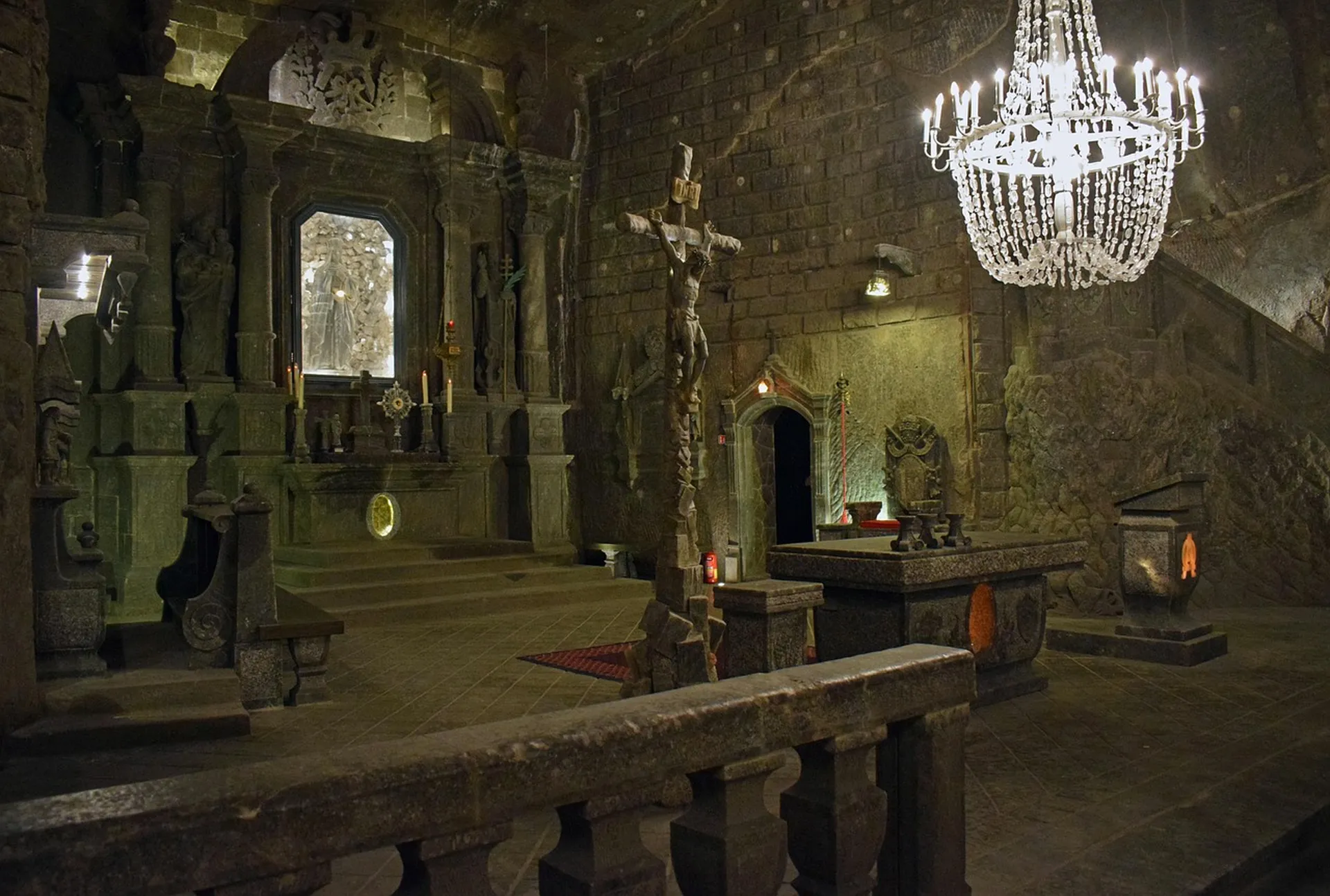 St. Kinga's Chapel altar detail, carved salt, Wieliczka