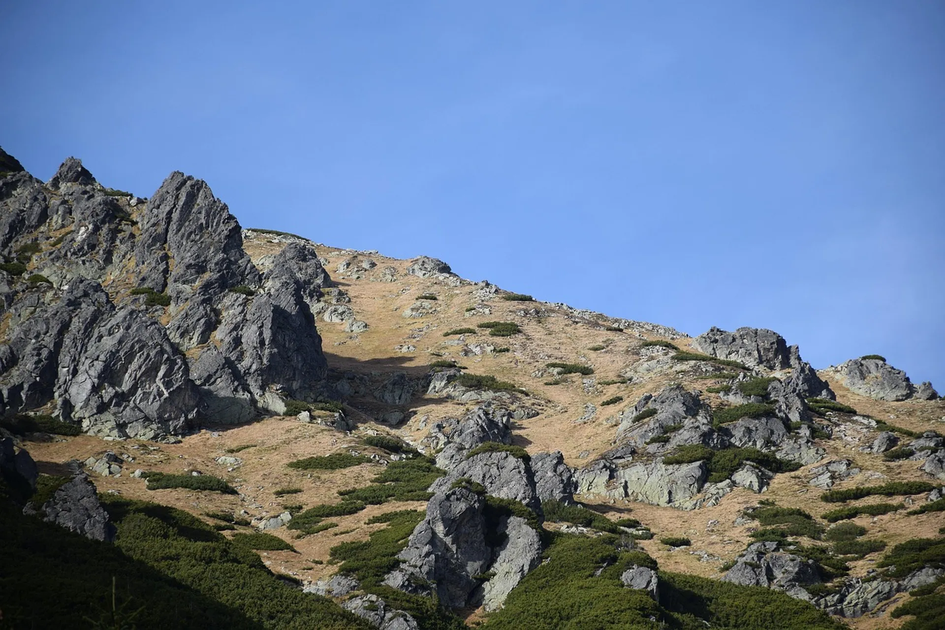 Snow-capped Tatra peaks, winter, on the way to Zakopane