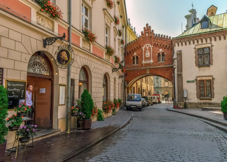 Old Town residential street, upper-floor windows, quiet