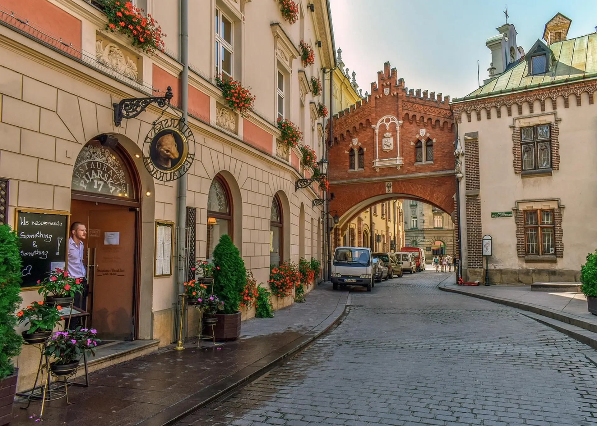 Where to stay in Krakow on a budget — Old Town residential street, upper-floor windows, quiet